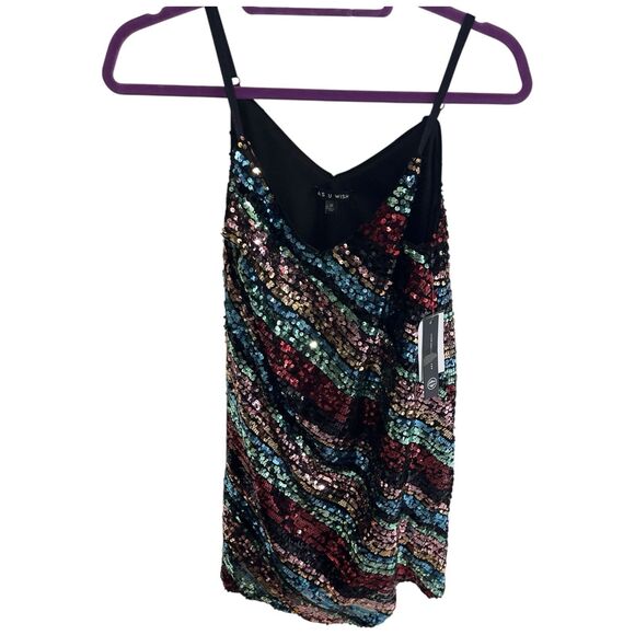 Sequin Mini Dress Medium ALine Bodycon Cocktail Club Party Holiday Lined Sparkle - Picture 6 of 16